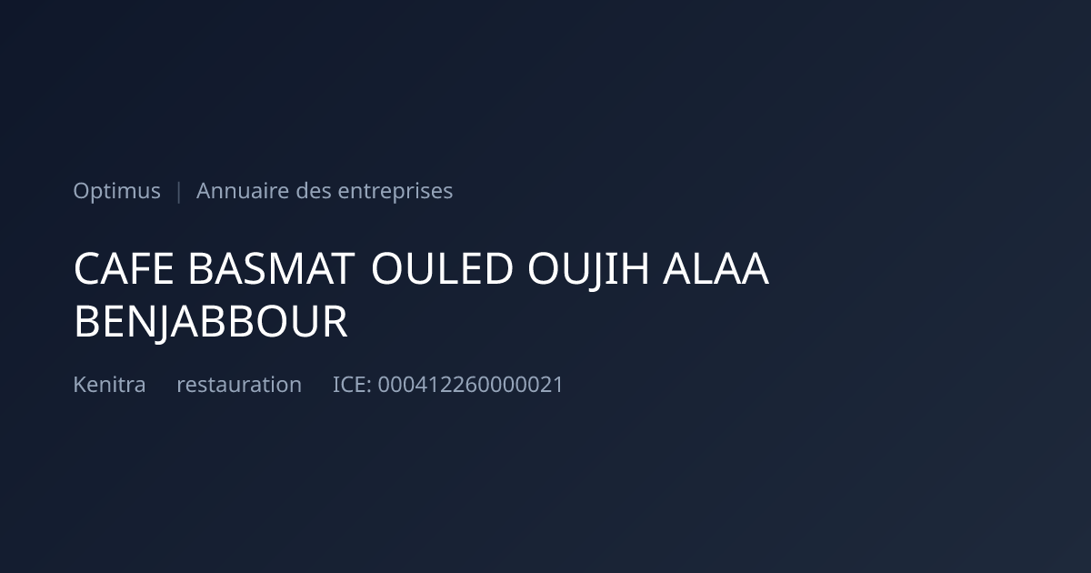 CAFE BASMAT OULED OUJIH ALAA BENJABBOUR — ICE, RC, IF | Annuaire Maroc ...