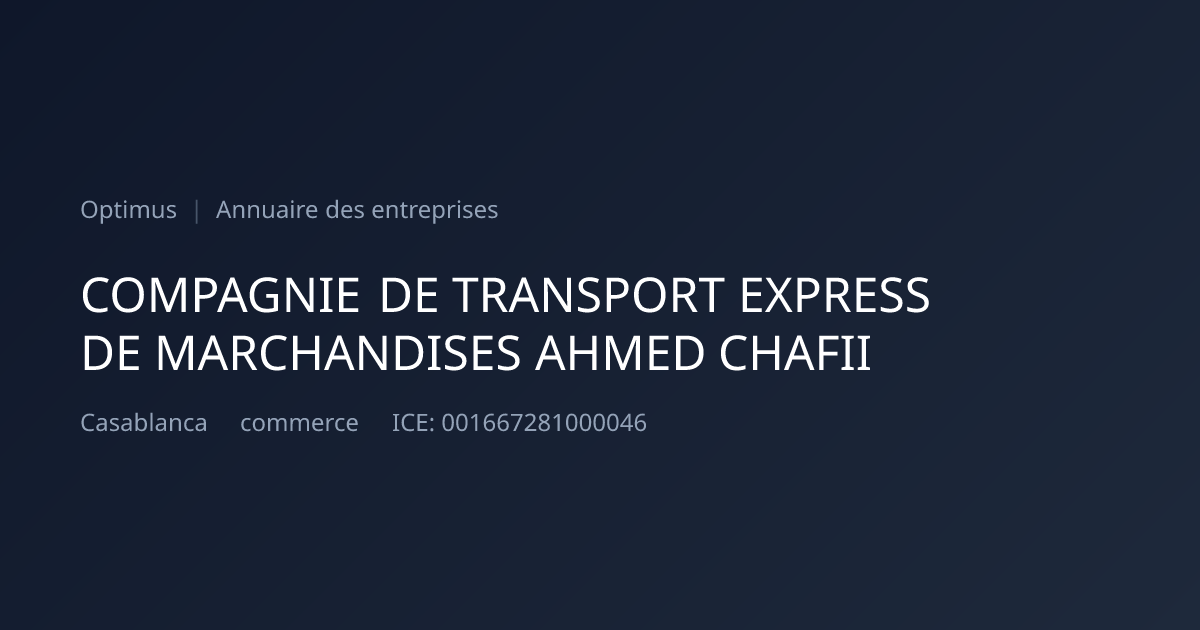 COMPAGNIE DE TRANSPORT EXPRESS DE MARCHANDISES AHMED CHAFII — ICE, RC ...