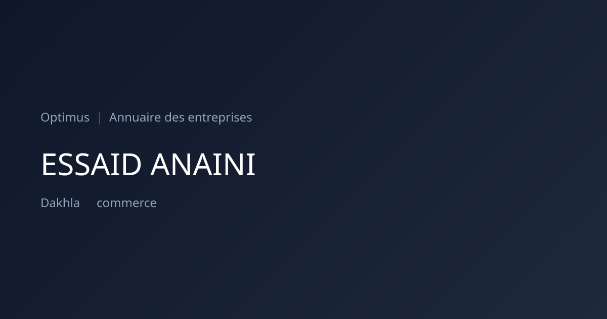 ESSAID ANAINI — ICE, RC, IF | Annuaire Maroc | Optimus