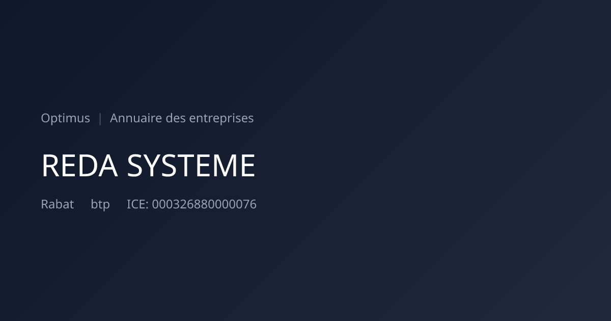 REDA SYSTEME — ICE, RC, IF | Annuaire Maroc | Optimus